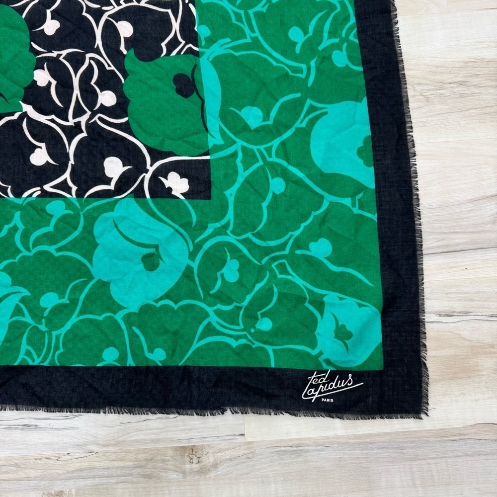 Ted Lapidus Signed Large Floral Print Scarf square Wrap 53x53”